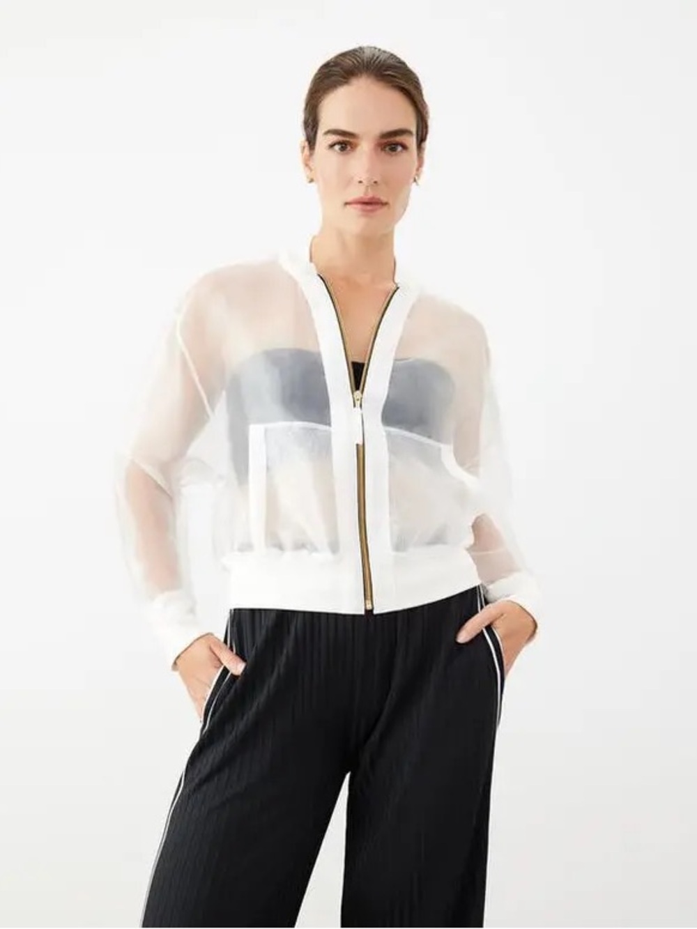 NWT GSTQ Sheer Bomber Jacket